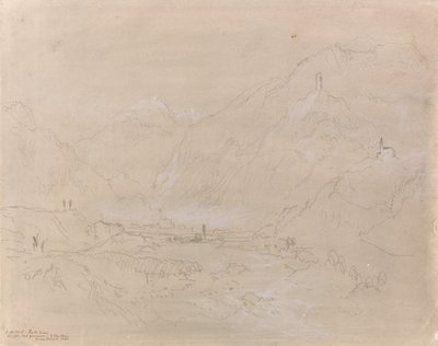 Mountainous Landscape with Town in Valley by Joseph Mallord William Turner